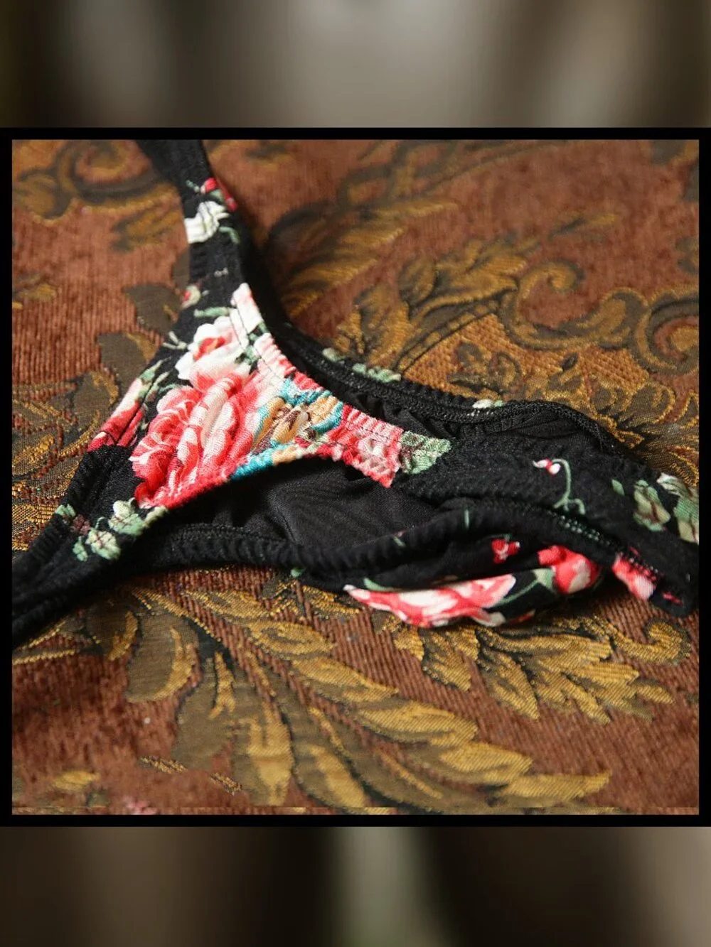 Mens Floral Soft Knit LowRise PushOut thinsides thong Handmade